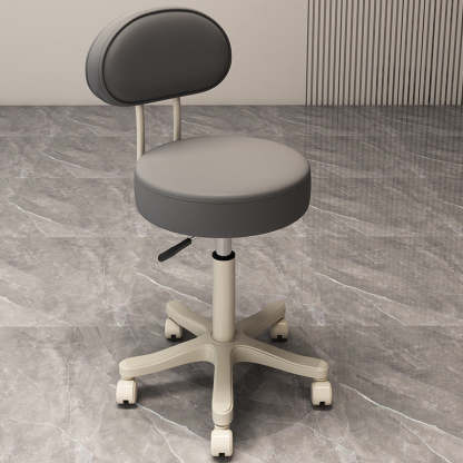 Nordic Leather Nylon Armless Vanity Stool — Dark Gray