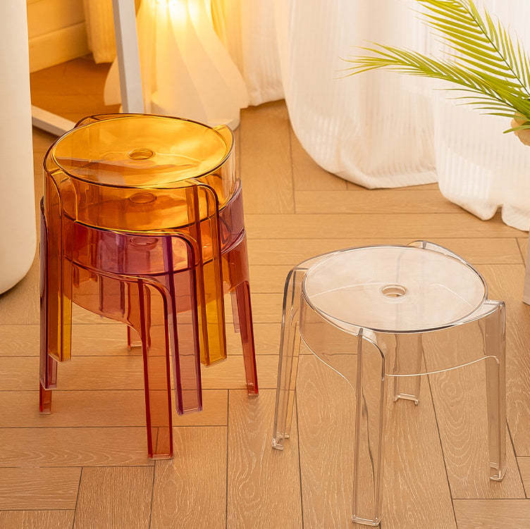Nordic Round Acrylic Footstool — Smoky Gray