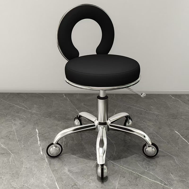 Scandinavian Round Hollow Leather Metal Vanity Stool