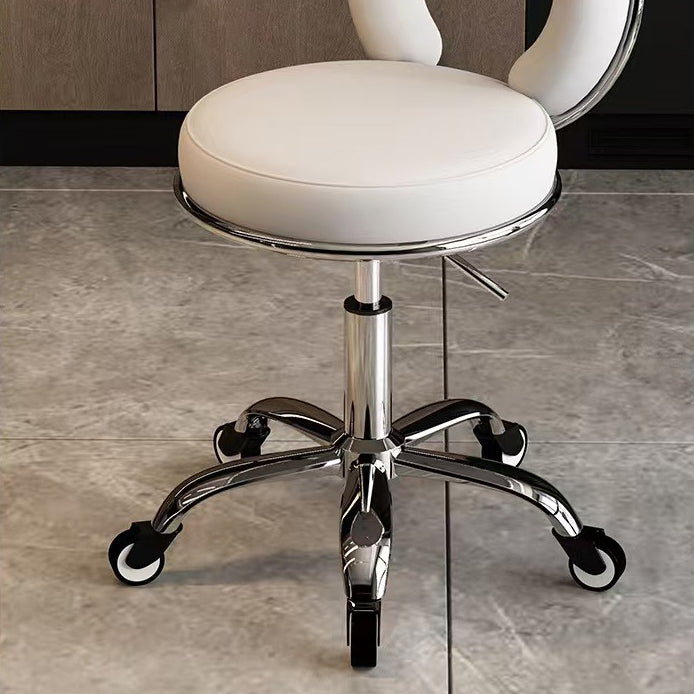 Scandinavian Round Hollow Leather Metal Vanity Stool — Gold / Black