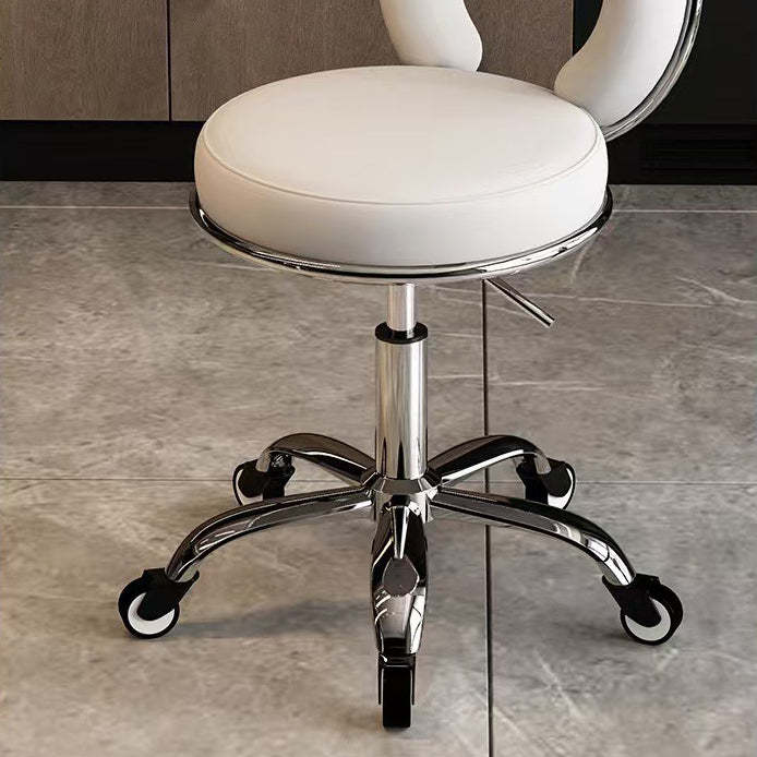 Scandinavian Round Hollow Leather Metal Vanity Stool — Gold / Black