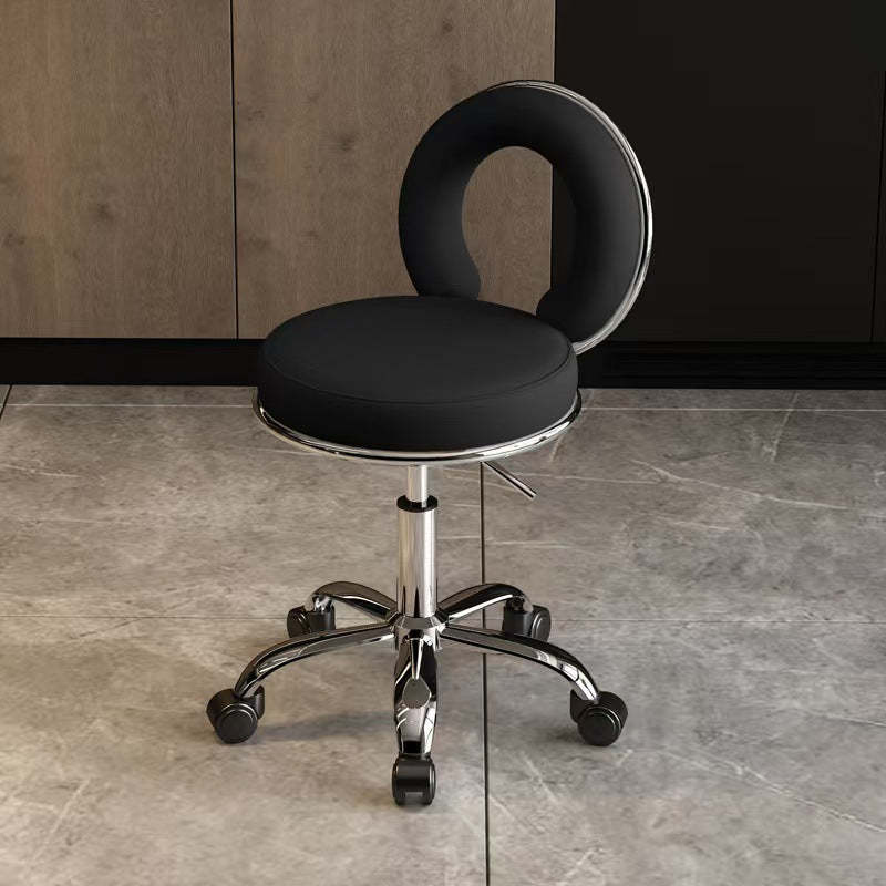 Scandinavian Round Hollow Leather Metal Vanity Stool