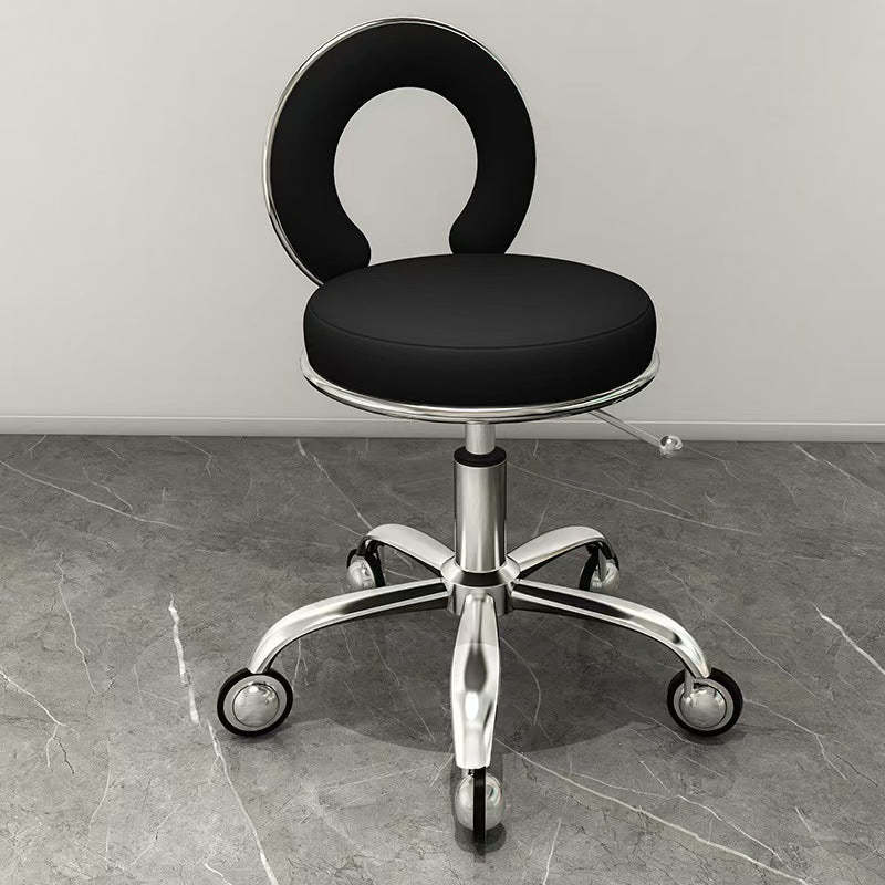 Scandinavian Round Hollow Leather Metal Vanity Stool