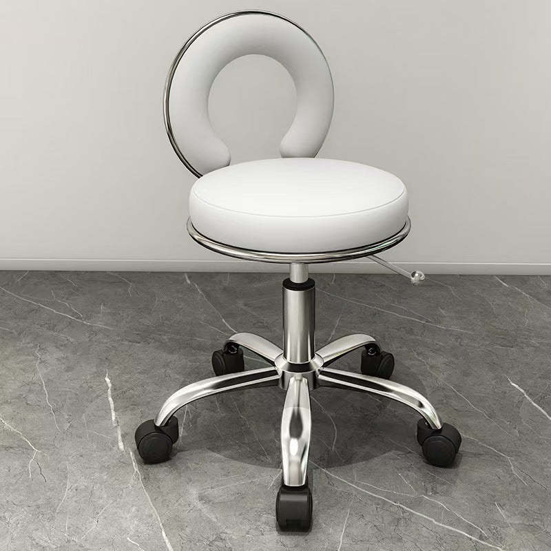 Scandinavian Round Hollow Leather Metal Vanity Stool — Gold / Orange