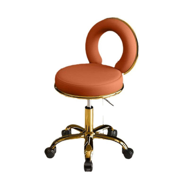 Scandinavian Round Hollow Leather Metal Vanity Stool