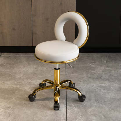 Scandinavian Round Hollow Leather Metal Vanity Stool