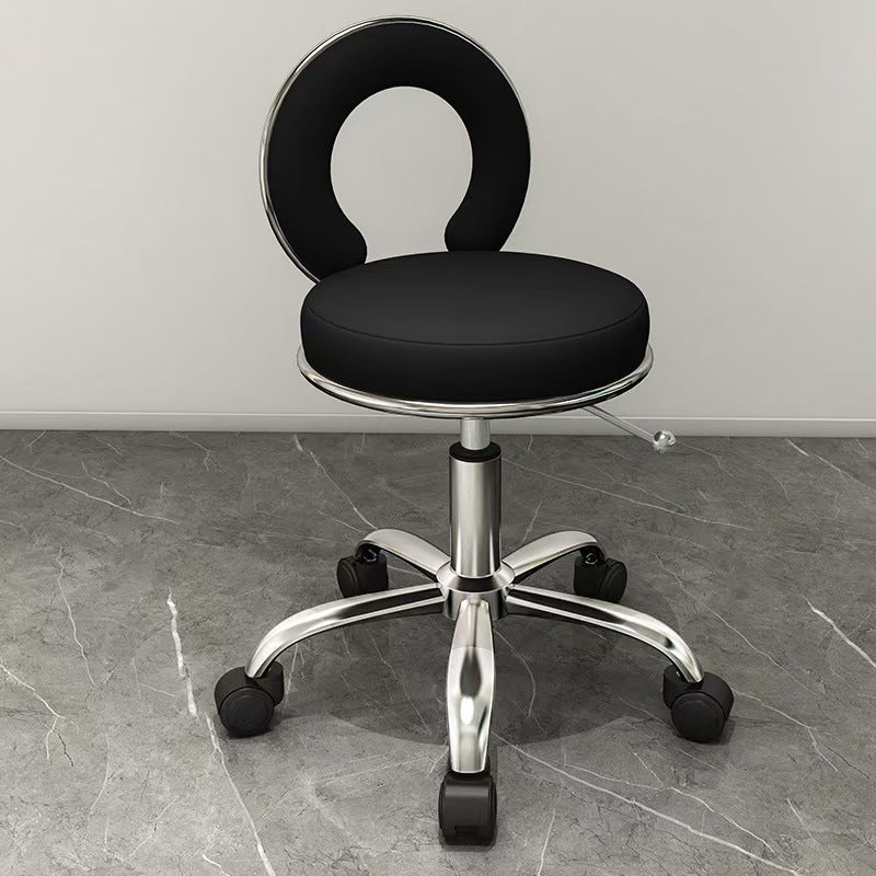 Scandinavian Round Hollow Leather Metal Vanity Stool