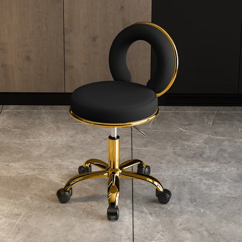 Scandinavian Round Hollow Leather Metal Vanity Stool