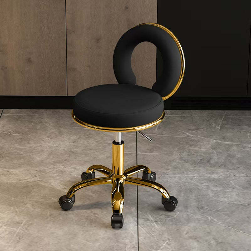 Scandinavian Round Hollow Leather Metal Vanity Stool