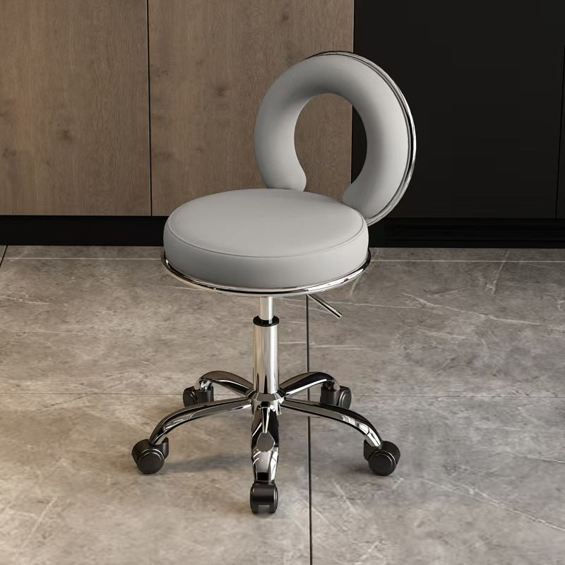 Scandinavian Round Hollow Leather Metal Vanity Stool