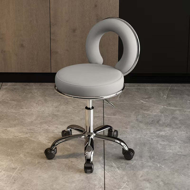 Scandinavian Round Hollow Leather Metal Vanity Stool