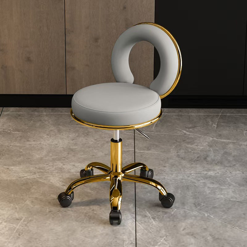 Scandinavian Round Hollow Leather Metal Vanity Stool