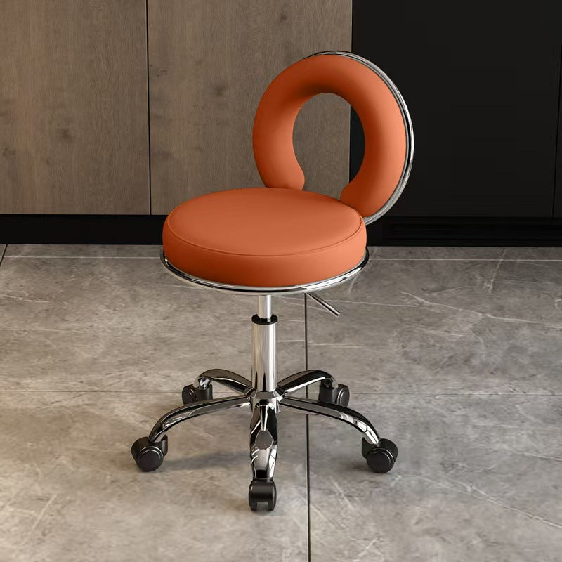 Scandinavian Round Hollow Leather Metal Vanity Stool