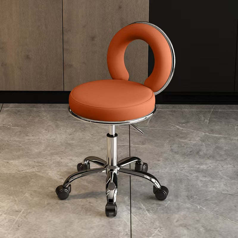 Scandinavian Round Hollow Leather Metal Vanity Stool