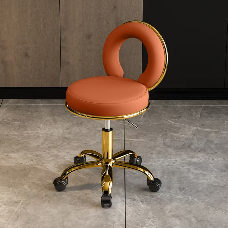Scandinavian Round Hollow Leather Metal Vanity Stool