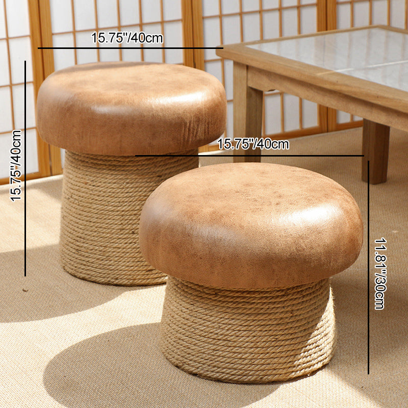 Japanese Mushroom Linen Backless Footstool — Linen