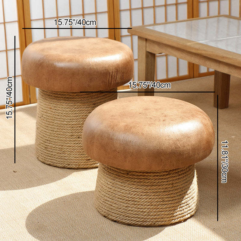Japanese Mushroom Linen Backless Footstool — Linen