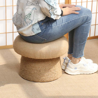 Japanese Mushroom Linen Backless Footstool