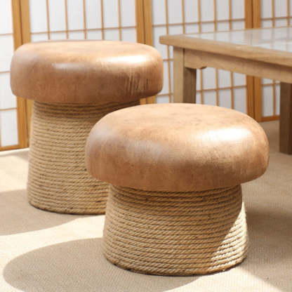 Japanese Mushroom Linen Backless Footstool
