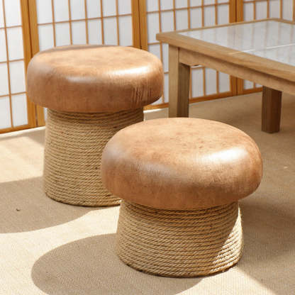 Japanese Mushroom Linen Backless Footstool — Technical Fabric