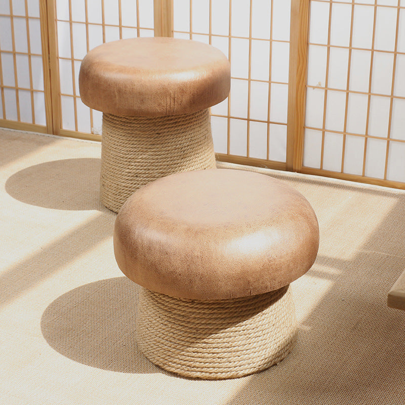 Japanese Mushroom Linen Backless Footstool — Linen