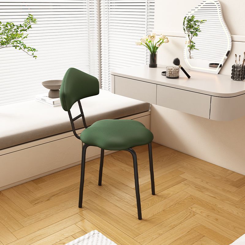 Nordic Cloud Leather Steel Vanity Stool — Dark Gray