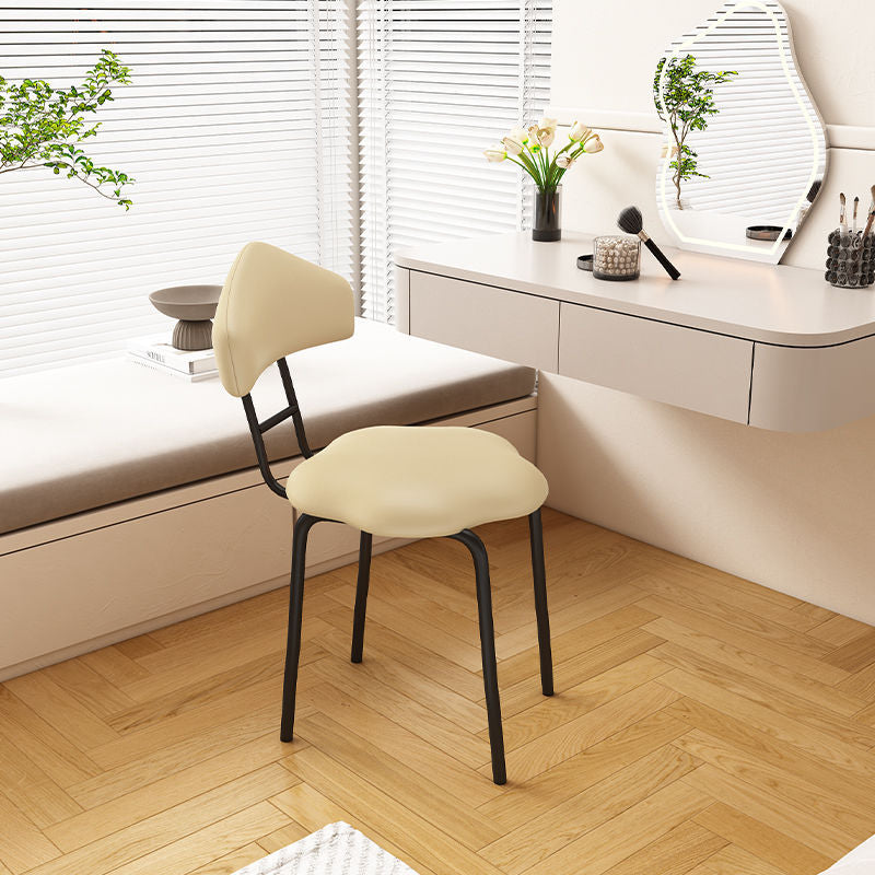 Nordic Cloud Leather Steel Vanity Stool — Light Gray