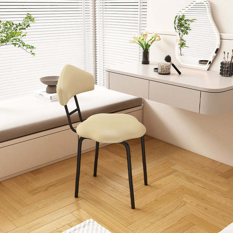 Nordic Cloud Leather Steel Vanity Stool — Light Gray