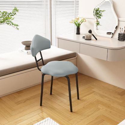 Nordic Cloud Leather Steel Vanity Stool