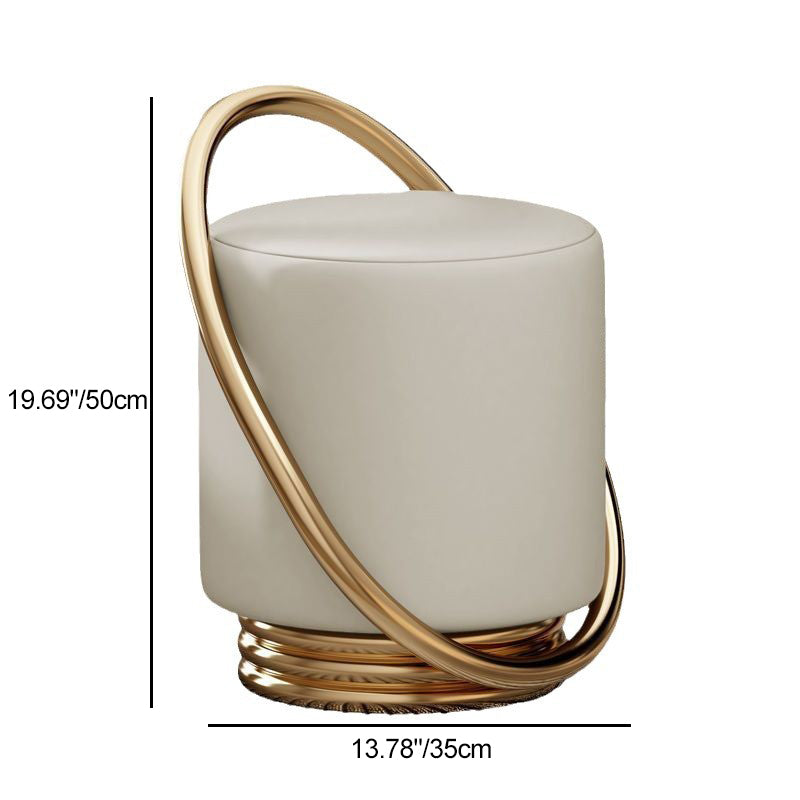 Nordic Cylinder Iron Leather Vanity Stool