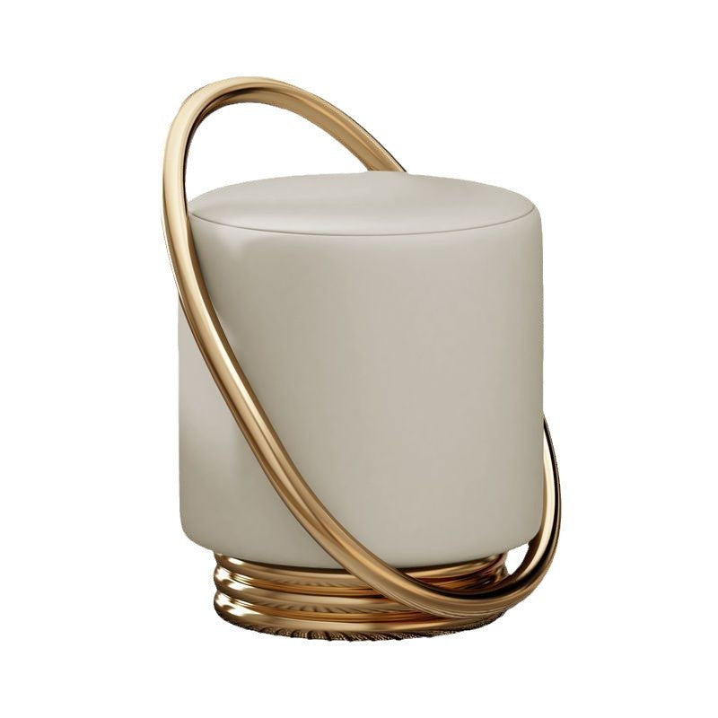 Nordic Cylinder Iron Leather Vanity Stool