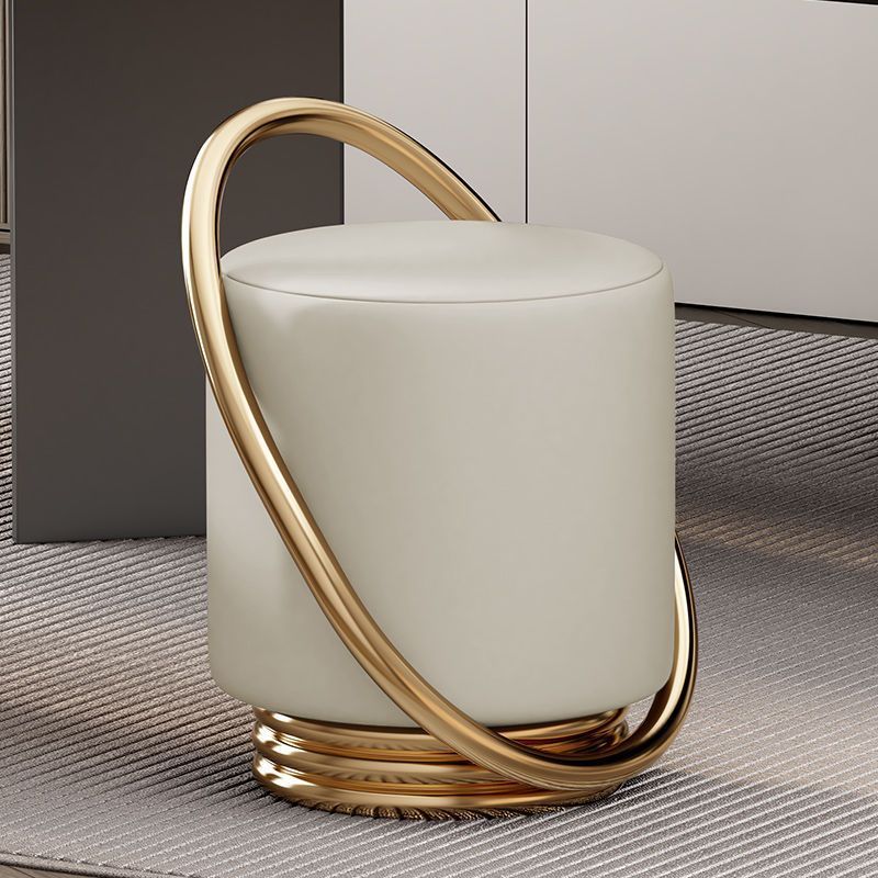 Nordic Cylinder Iron Leather Vanity Stool