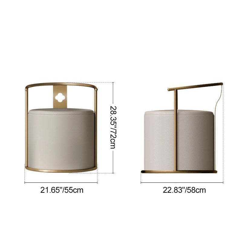 Scandinavian Cylinder Steel Leather Vanity Stool