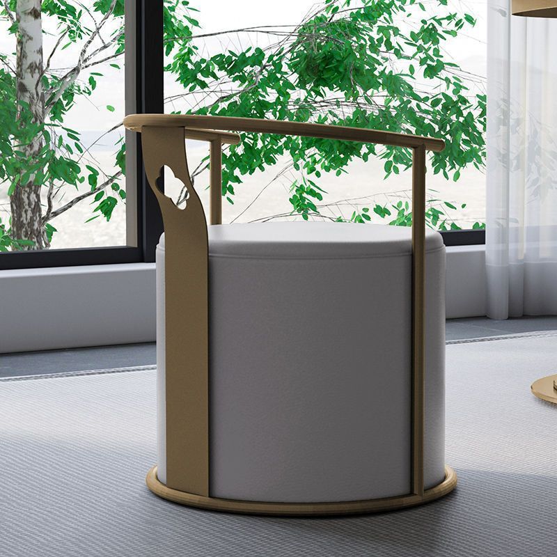 Scandinavian Cylinder Steel Leather Vanity Stool