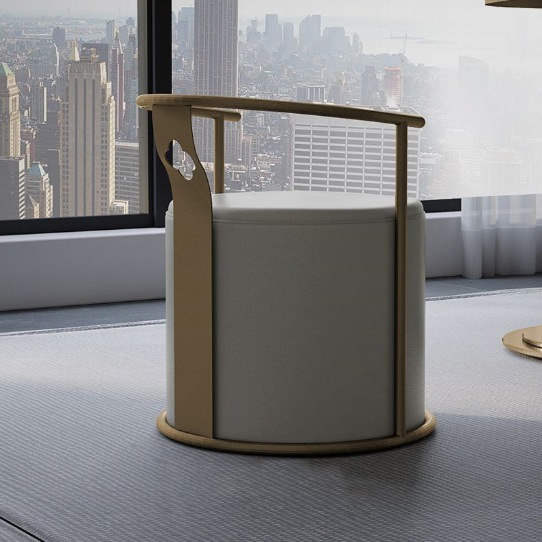 Scandinavian Cylinder Steel Leather Vanity Stool