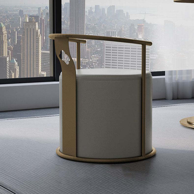 Scandinavian Cylinder Steel Leather Vanity Stool