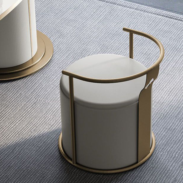 Scandinavian Cylinder Steel Leather Vanity Stool