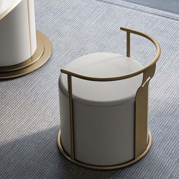 Scandinavian Cylinder Steel Leather Vanity Stool