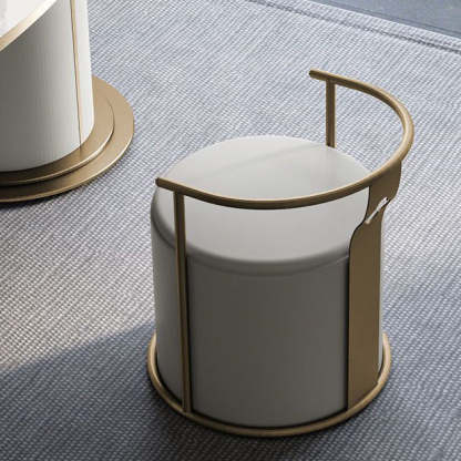 Scandinavian Cylinder Steel Leather Vanity Stool