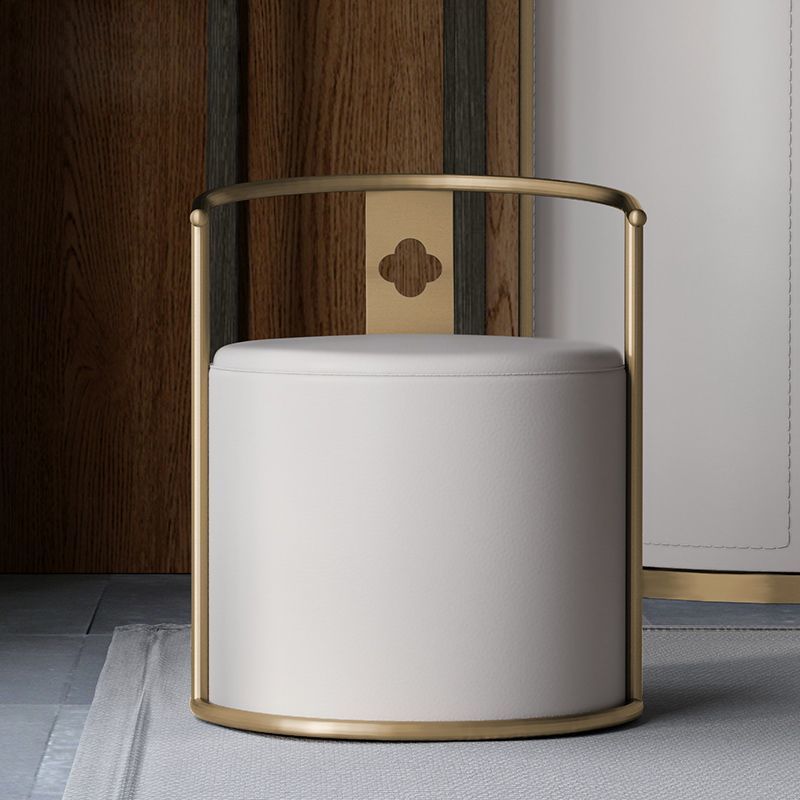 Scandinavian Cylinder Steel Leather Vanity Stool — Gold
