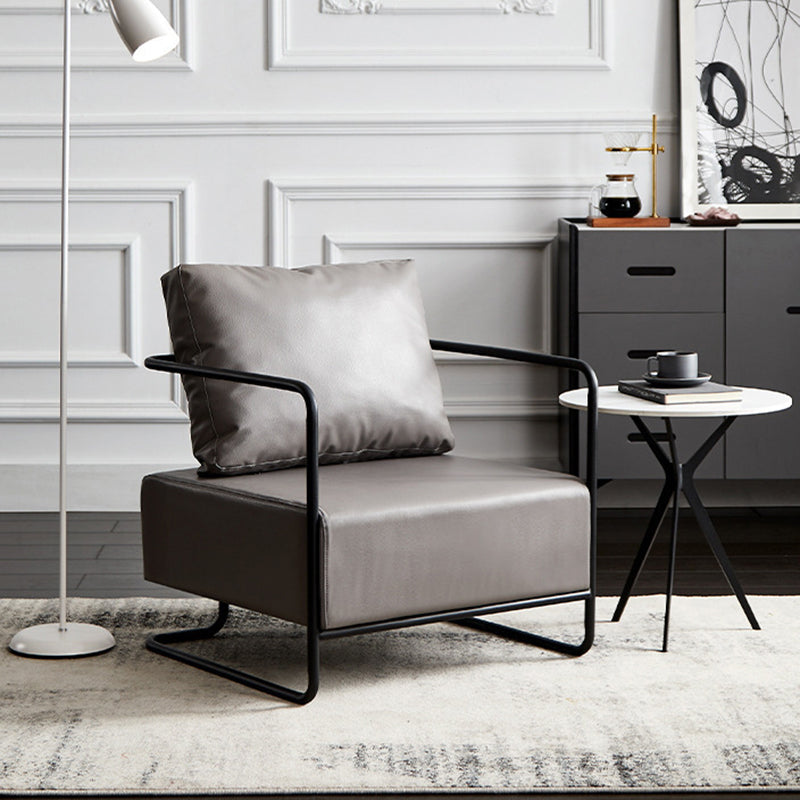 Scandinavian PU Iron Wood Sofa — Gray