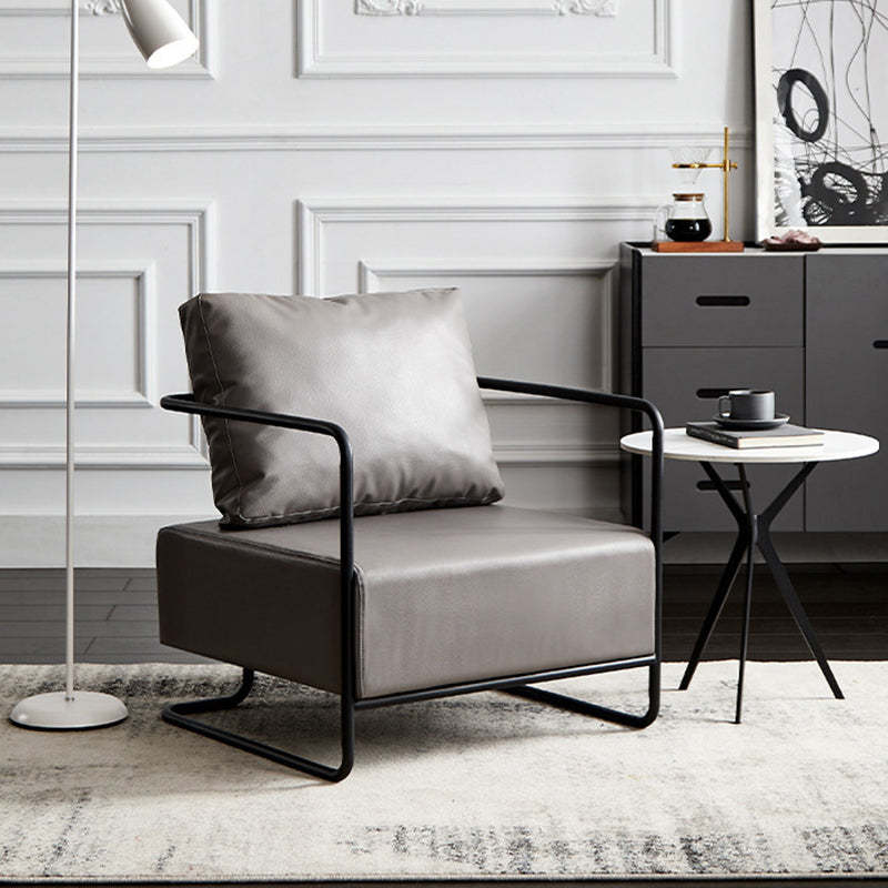 Scandinavian PU Iron Wood Sofa — Gray