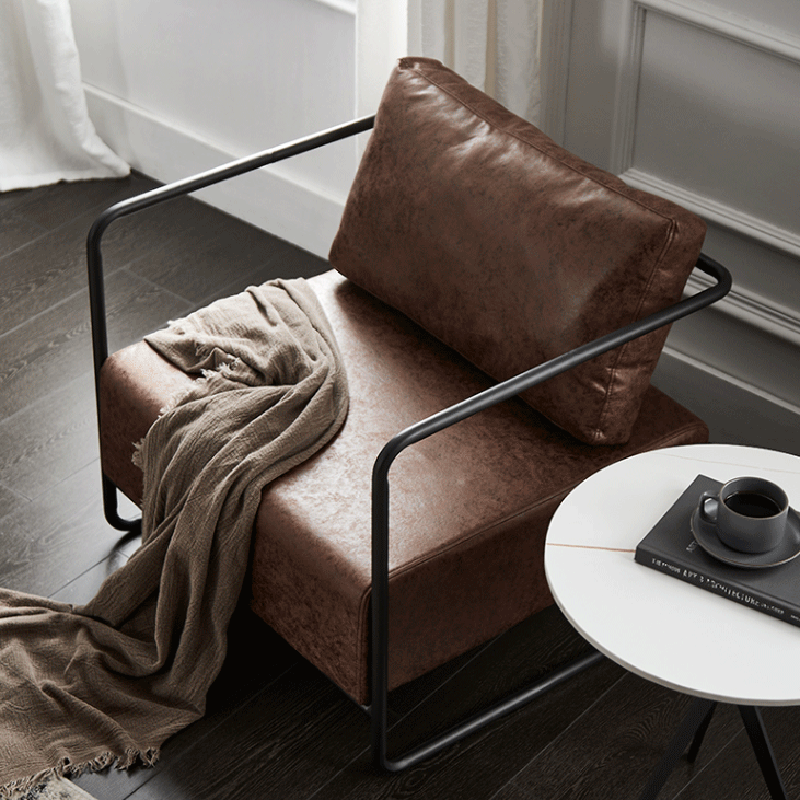 Scandinavian PU Iron Wood Sofa