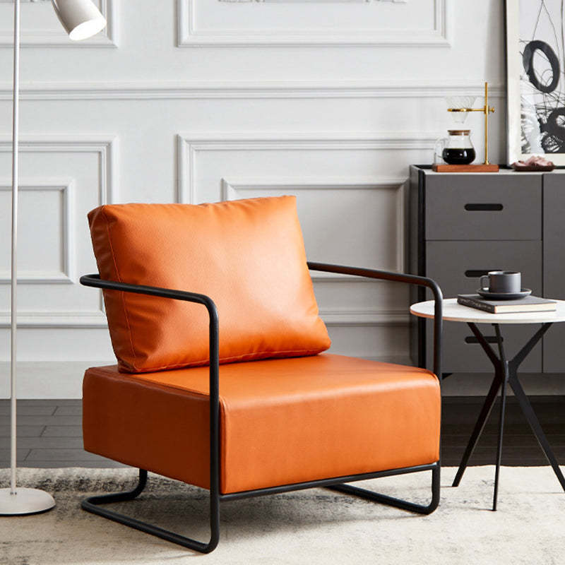 Scandinavian PU Iron Wood Sofa — Orange