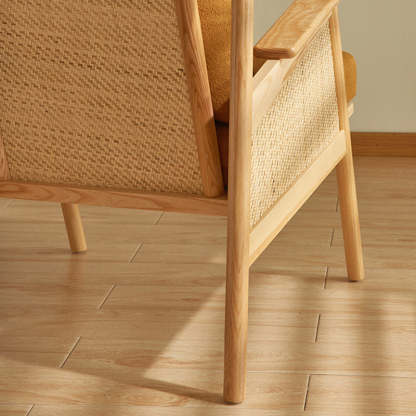 Japanese Rattan Weaving Wood Sofa