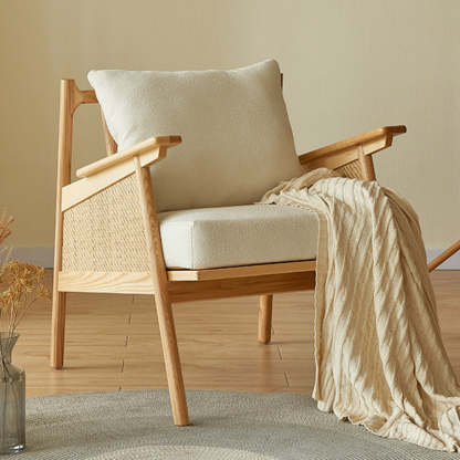 Japanese Rattan Weaving Wood Sofa