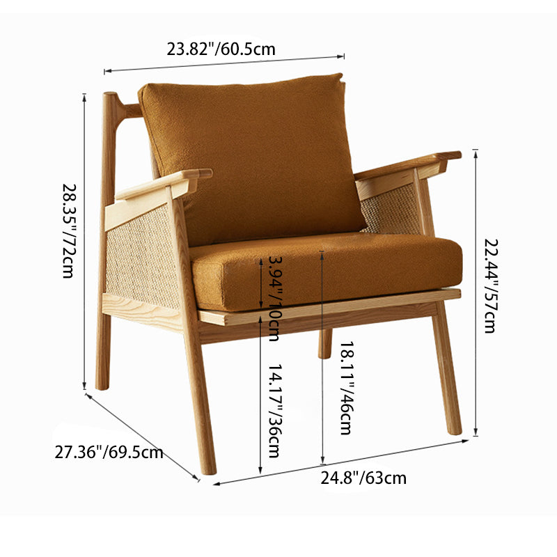 Japanese Rattan Weaving Wood Sofa — Cyan