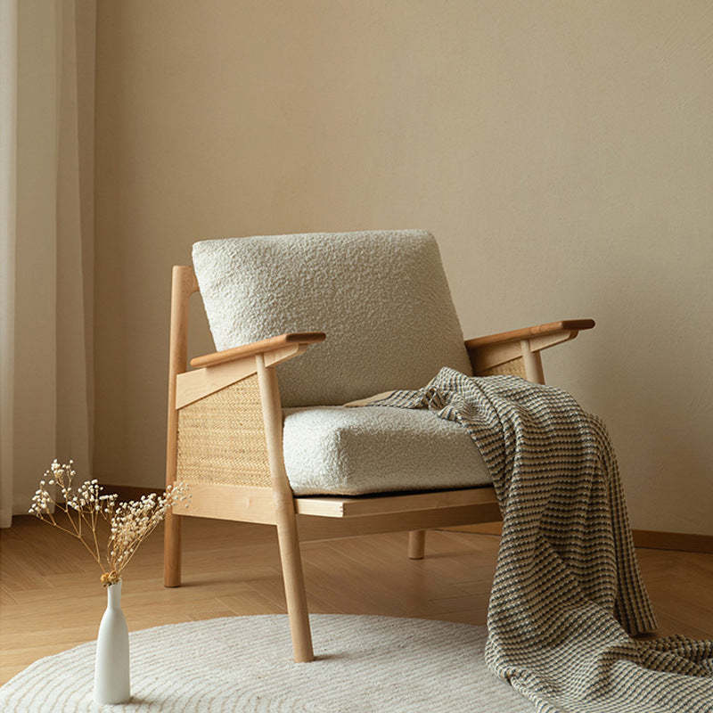 Japanese Rattan Weaving Wood Sofa — Green