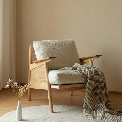 Japanese Rattan Weaving Wood Sofa — Green