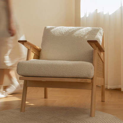 Japanese Rattan Weaving Wood Sofa